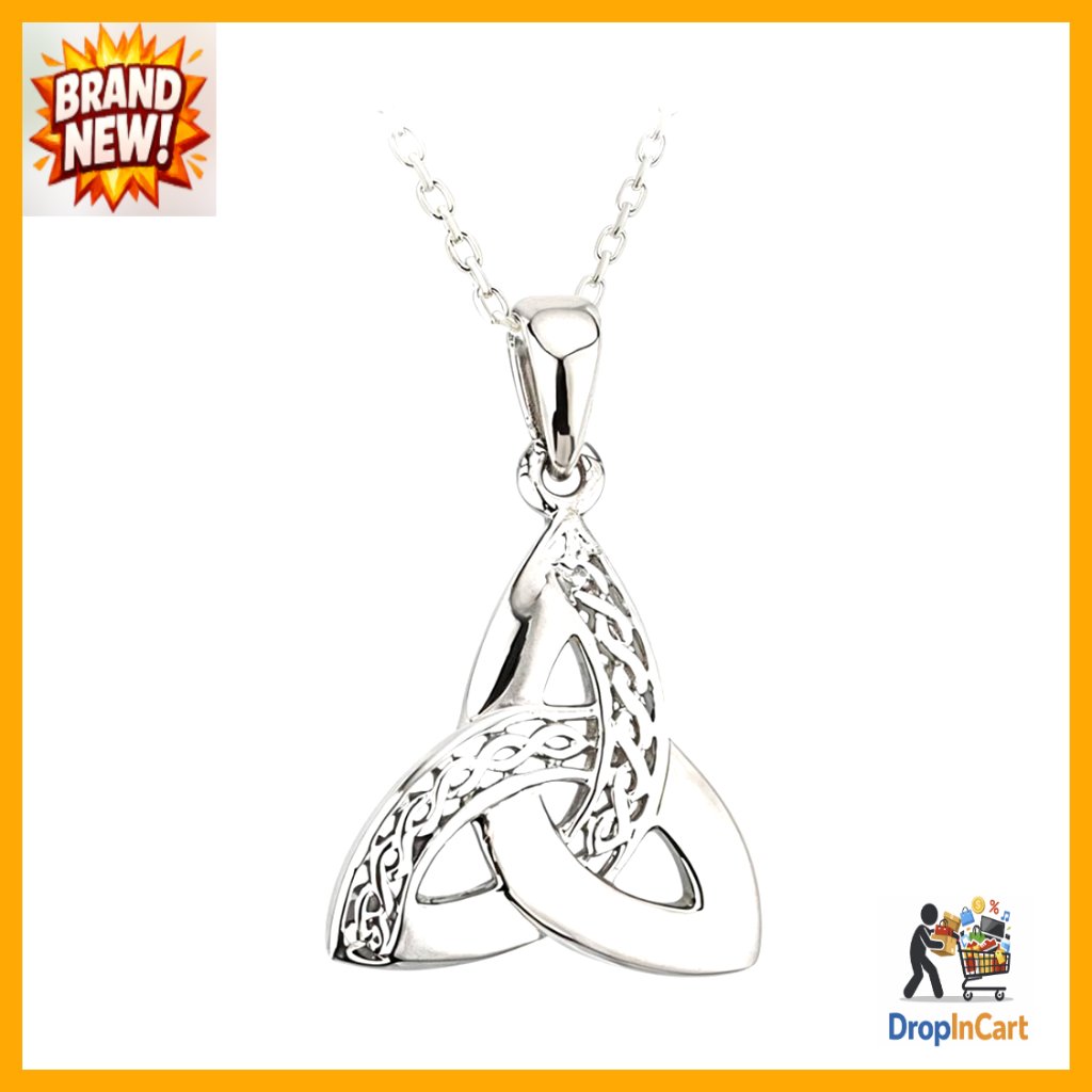 Sterling Silver Celtic Trinity Knot Pendant Necklace Elegant Classic Irish